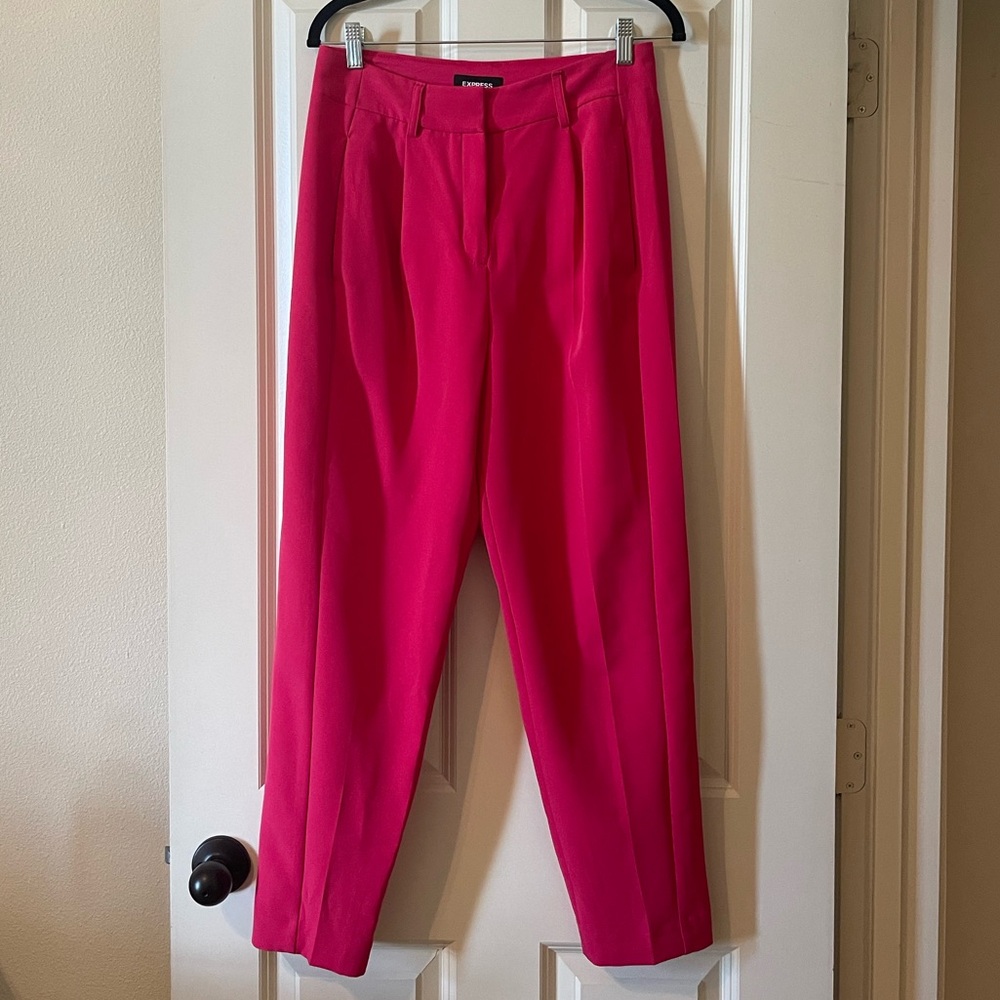 Hot Pink Express Tailored Ankle Length Trouser Pant